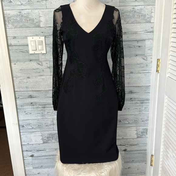 TERI JON by RICKIE FREEMAN BLACK COCKTAIL DRESS - Picture 2 of 14